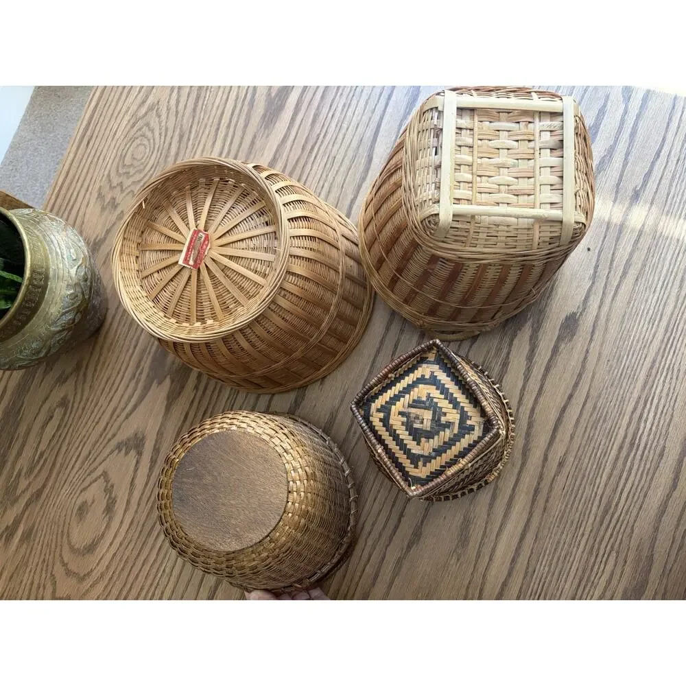 Vintage Woven Basket Planter Set of Four 10” 6